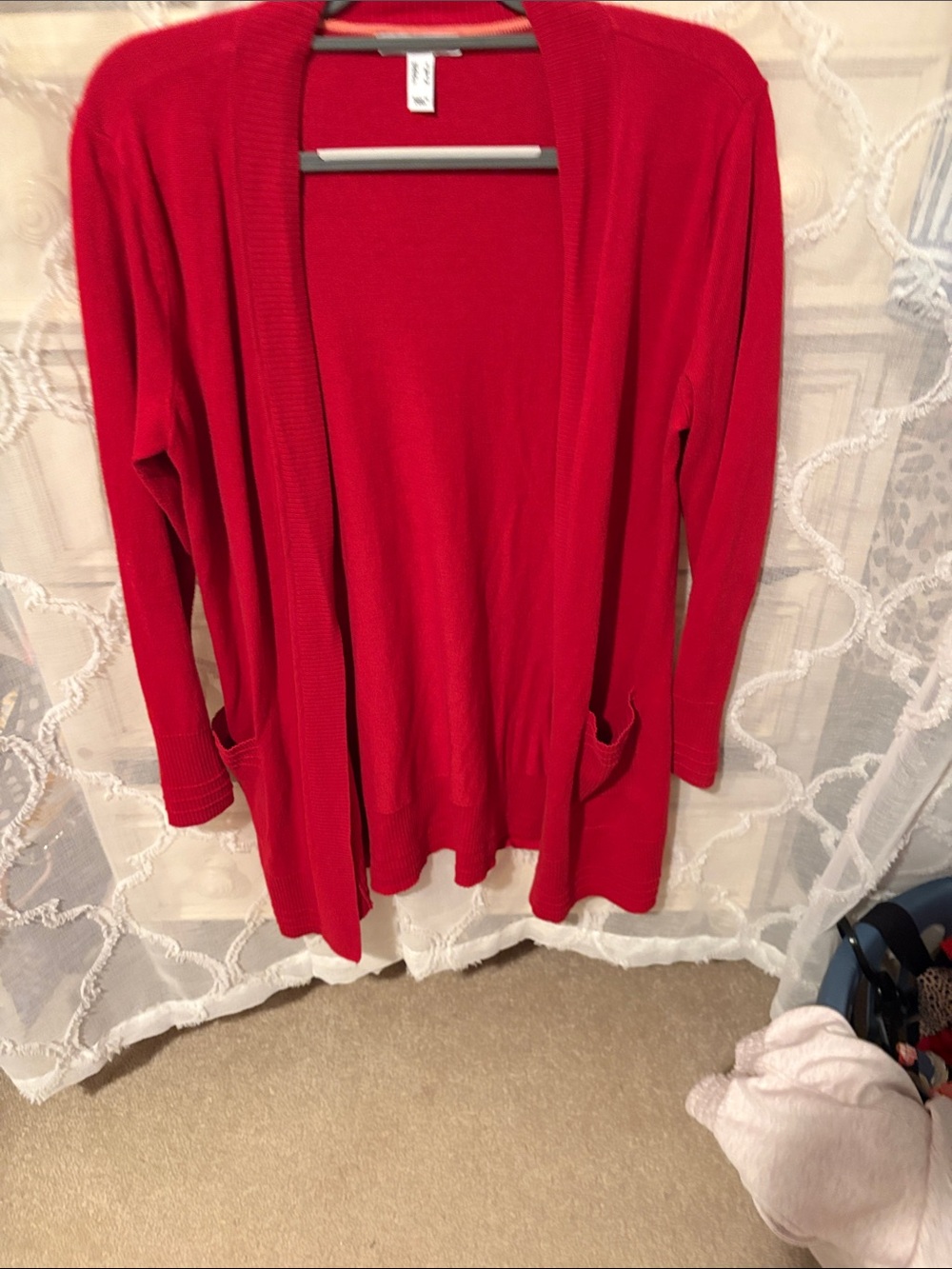 Isaac Mizrahi Red Open-Front Cardigan